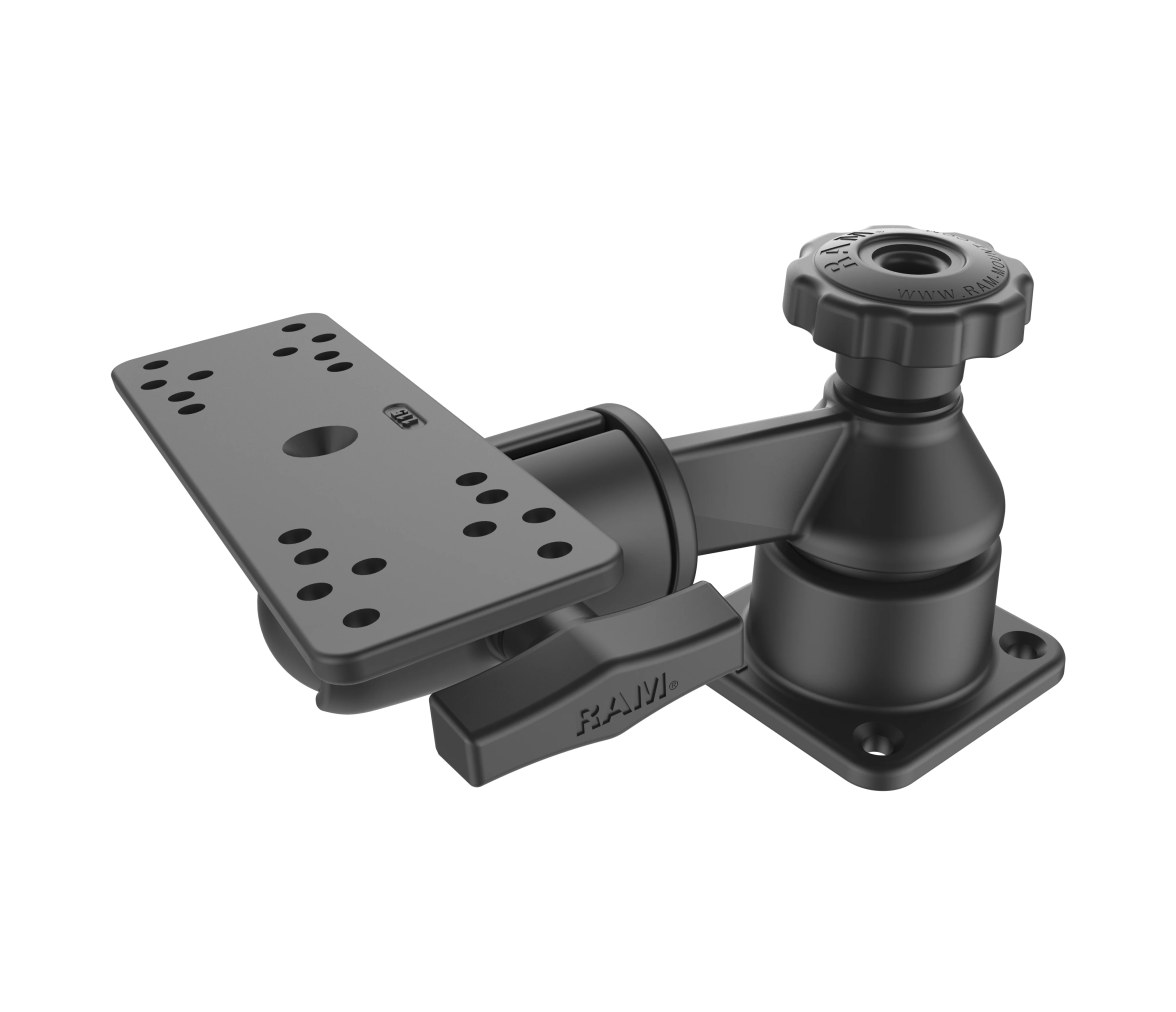 Soporte de Brazo Oscilante Horizontal de 6" con Bola y Rótula con Placa Rectangu
