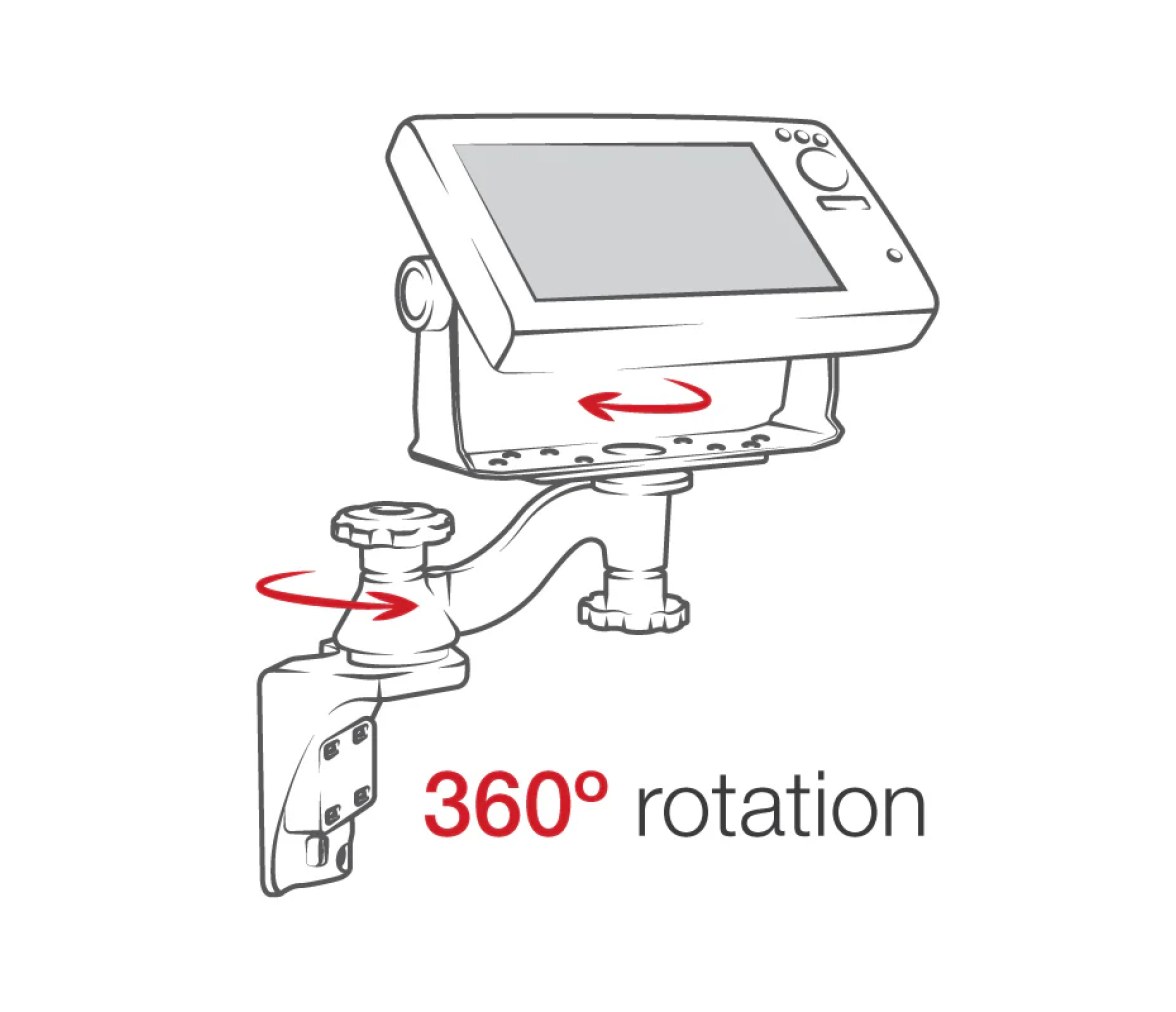 Soporte de Brazo Oscilante Vertical RAM de 6" para Sondas de Pesca y Plotter