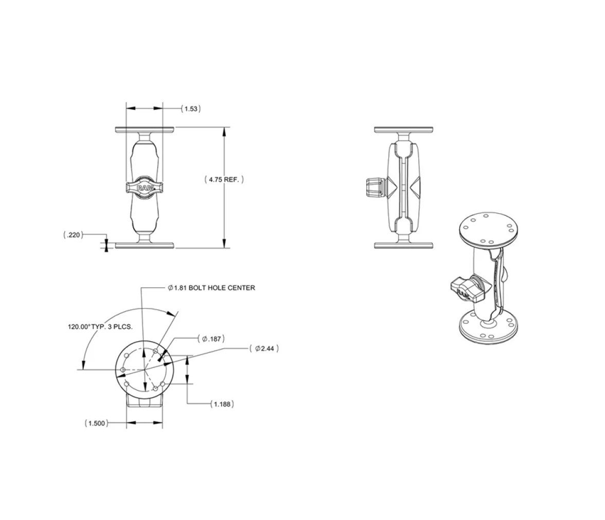 Soporte de doble bola con accesorios universales para Garmin GPSMAP y más