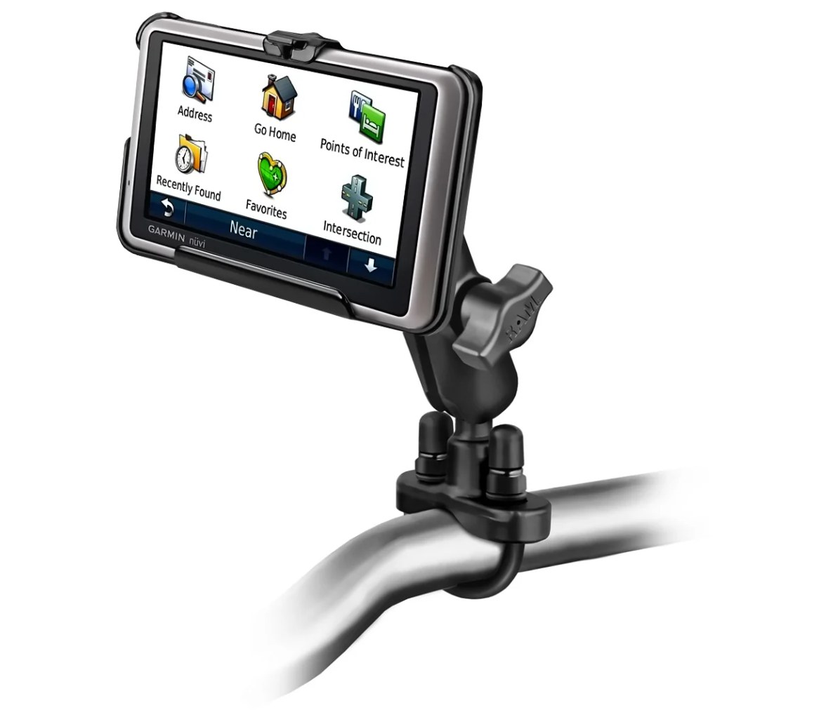 Soporte de manillar con perno en U para Garmin nuvi 1300 y 2400 Series + Más