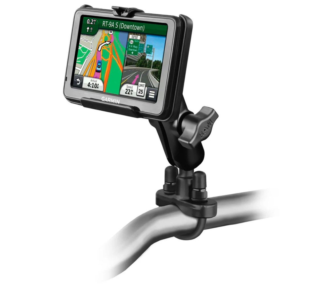 Soporte de manillar con perno en U para serie Garmin nuvi 200W, 2495LMT + más