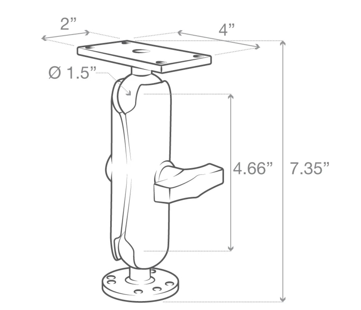 Soporte de montaje con doble bola RAM-DRILL-DOWN para Humminbird Helix 7 - Media