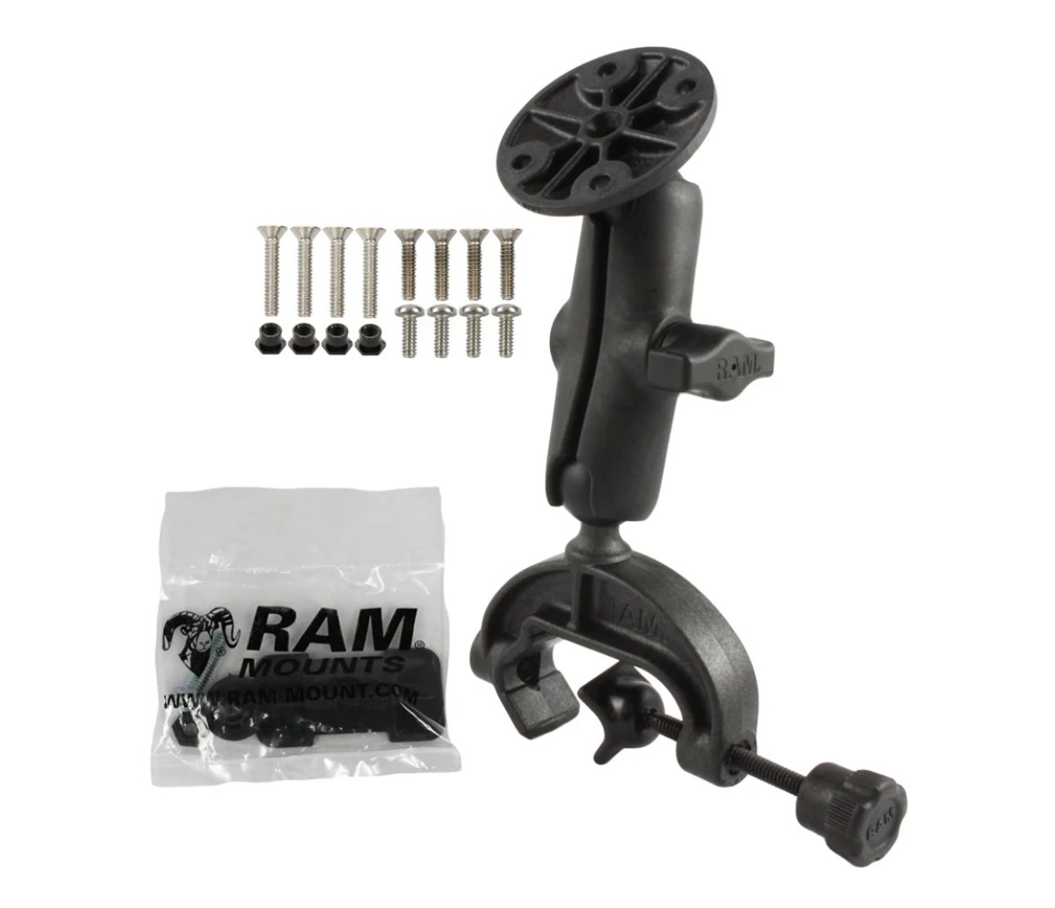 Soporte de pinza de horquilla compuesto RAM con hardware de montaje Garmin