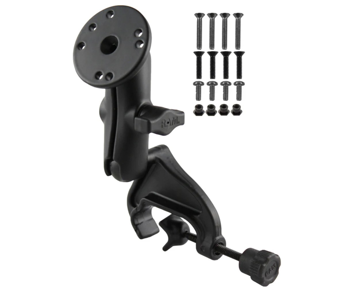 Soporte de pinza de horquilla de doble bola con hardware de montaje para Garmin