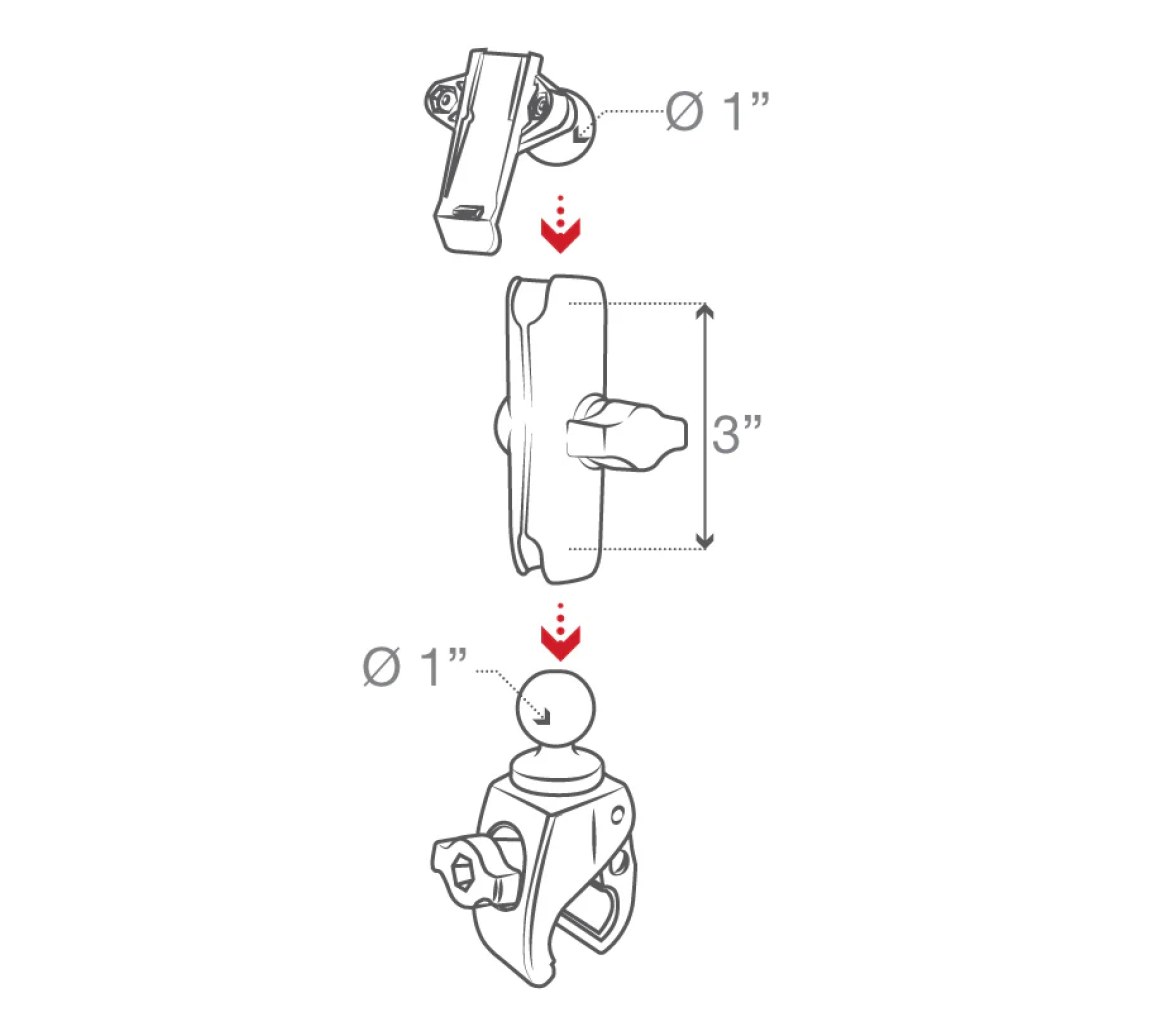 Soporte de pinza pequeño RAM Tough-Claw con soporte de clip Garmin