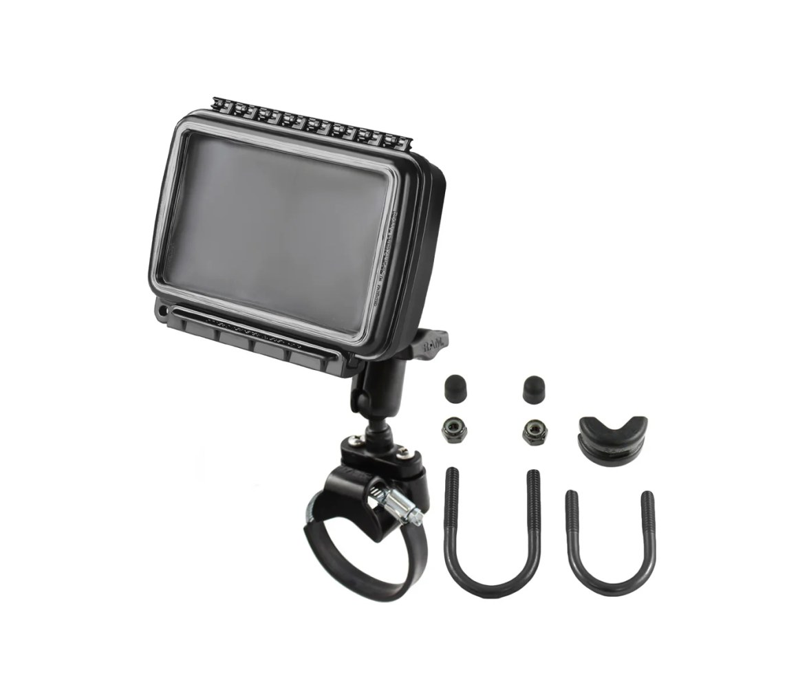 Soporte de raíl RAM Aqua Box para dispositivos de ancho medio a grande, para veh