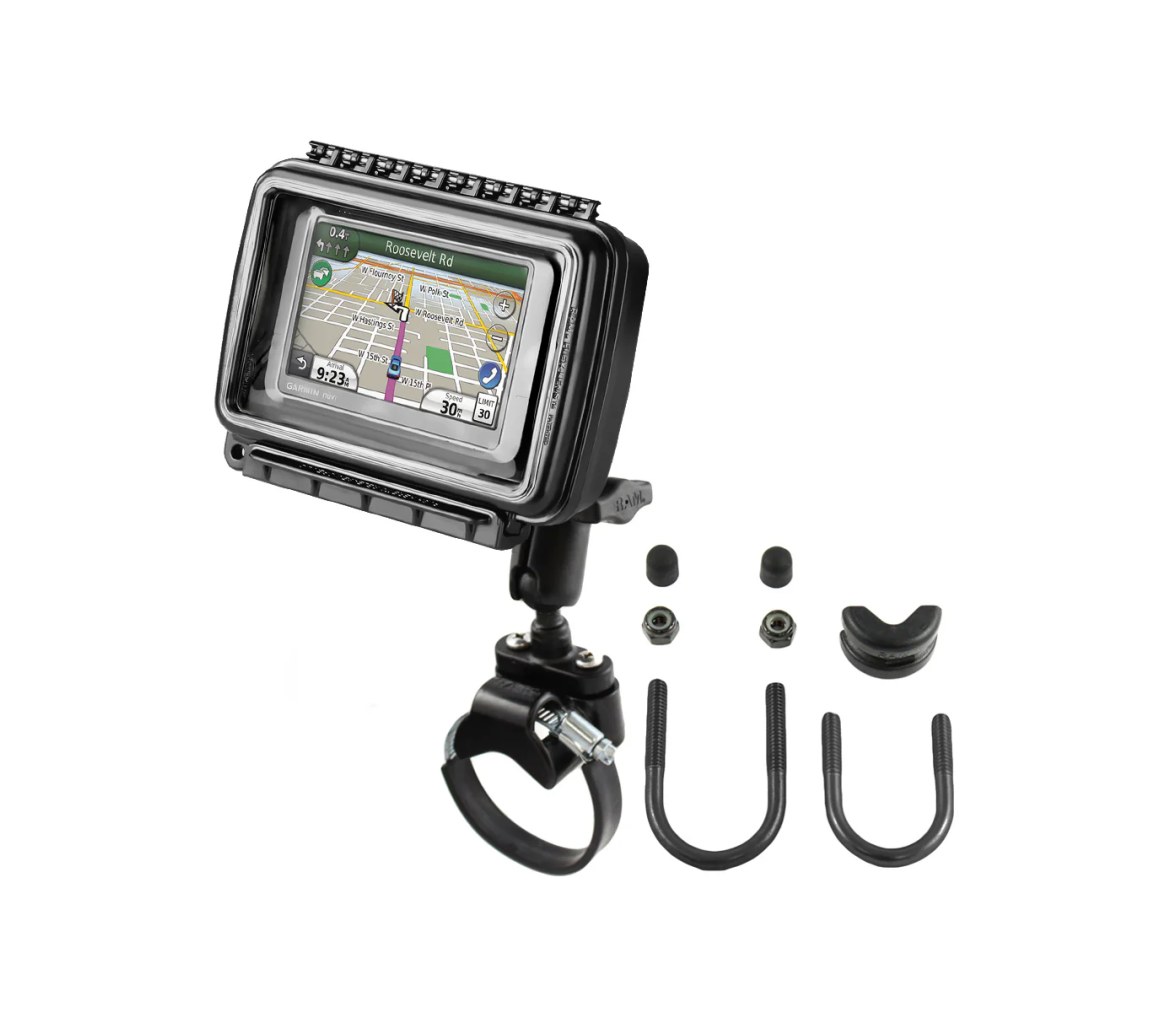 Soporte de raíl RAM Aqua Box para dispositivos de ancho medio a grande, para veh