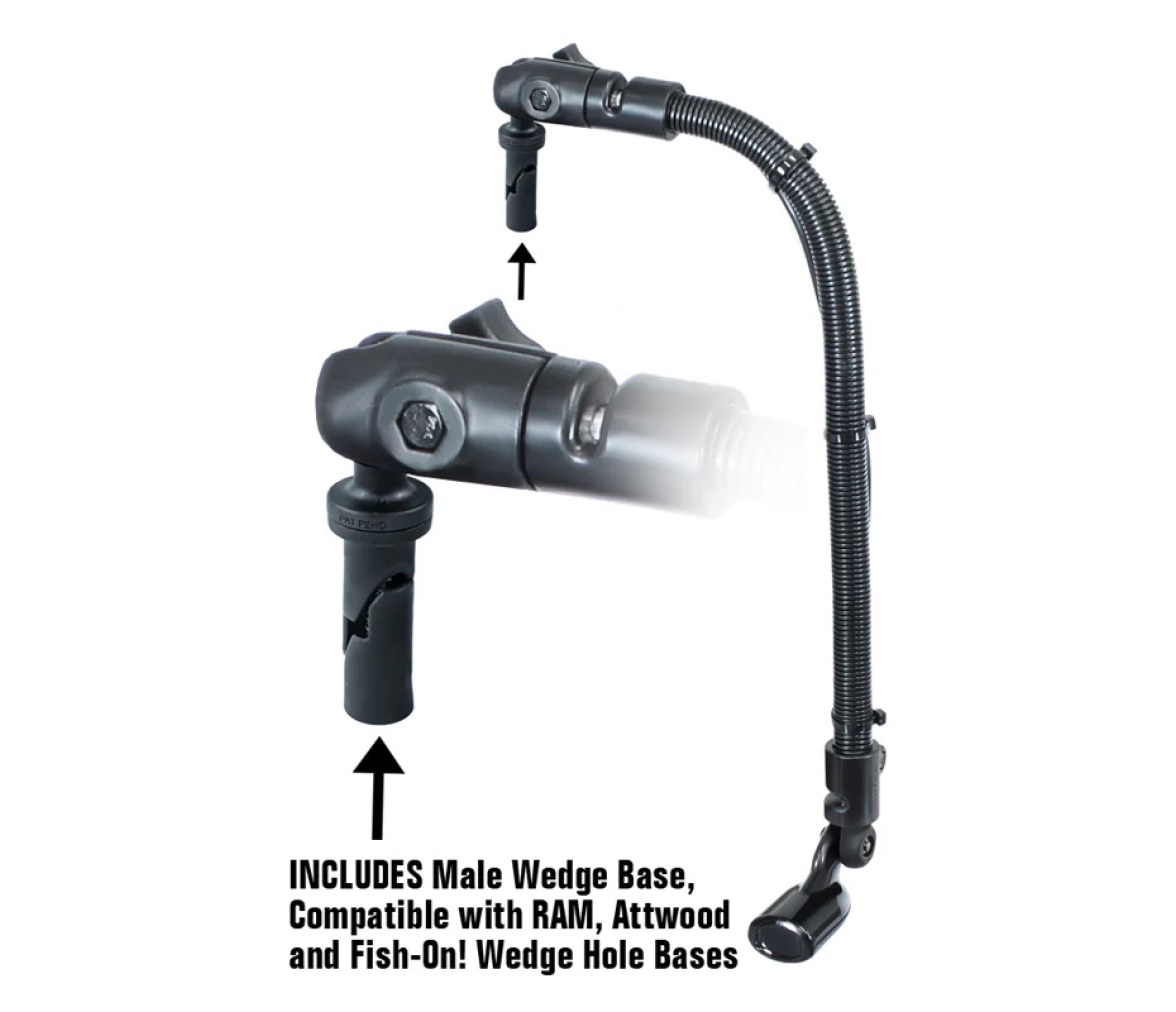 Soporte de transductor RAM con varilla de 18" y base de cuña para Hobie & Scotty