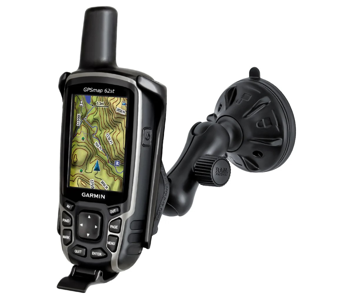 Soporte de ventosa de bajo perfil con cerradura Twist-Lock para Garmin Astro 320