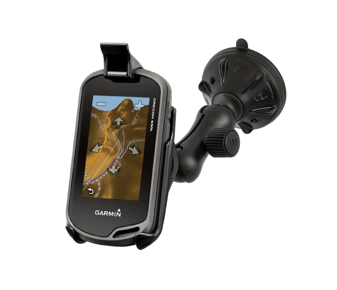 Soporte de ventosa de bajo perfil con cierre Twist-Lock para Garmin Oregon + más