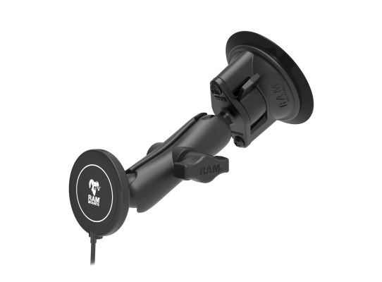 Soporte de ventosa RAM Twist-Lock con cargador inalámbrico RAM Qi2 de 15W
