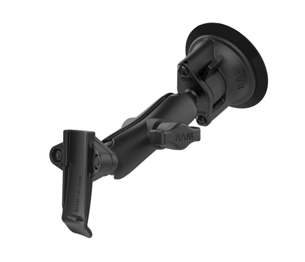 Soporte de ventosa RAM Twist-Lock con cuna para clip de la espina de Garmin