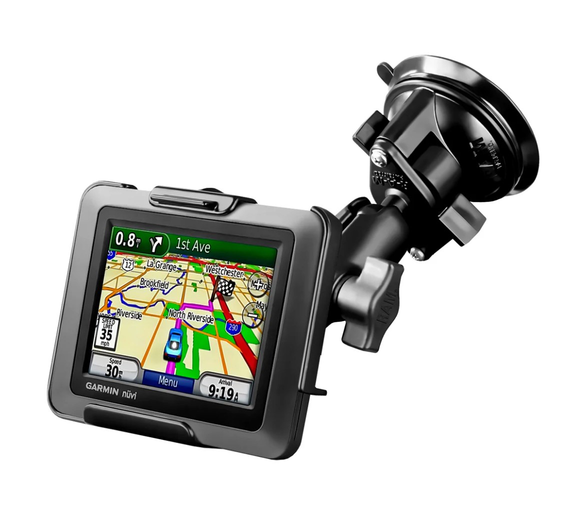 Soporte de ventosa RAM Twist-Lock para Garmin nuvi 220, zumo 220 + Más