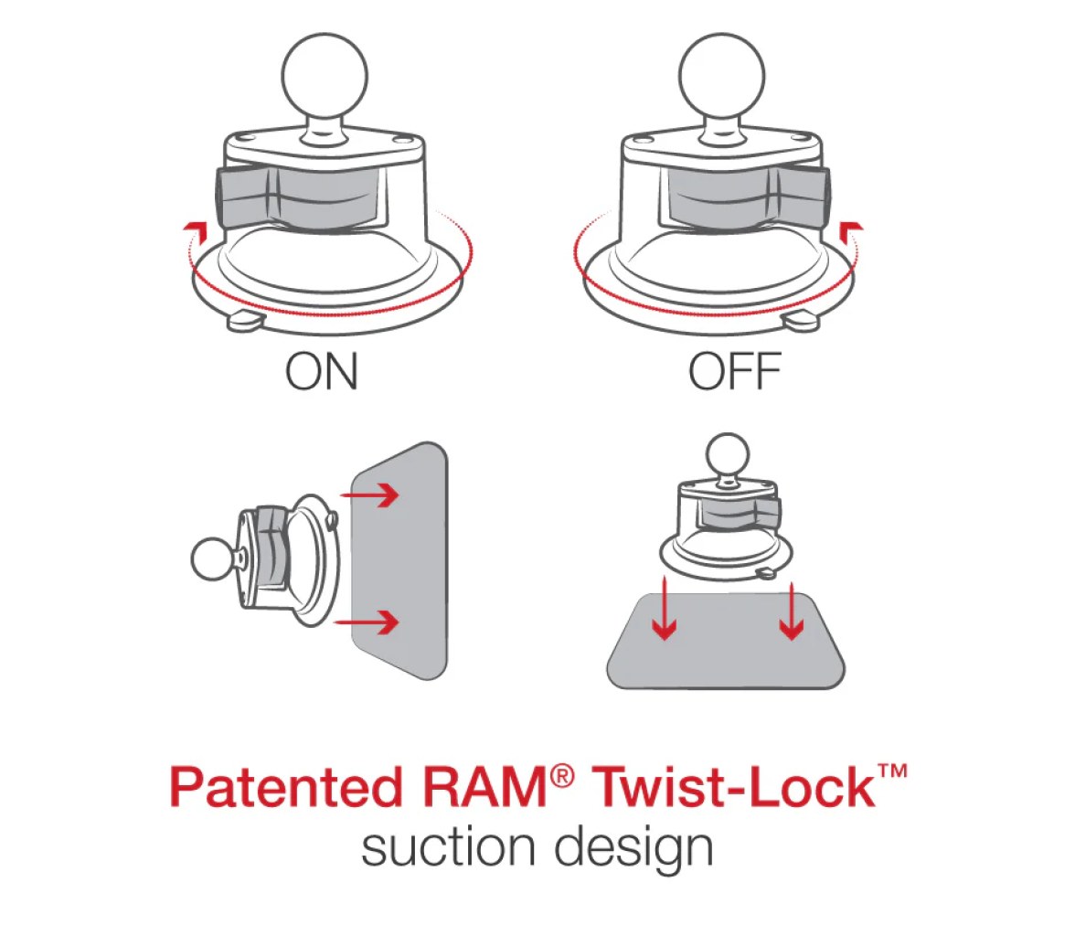 Soporte de ventosa RAM Twist-Lock para Garmin nuvi 200, 205 + más