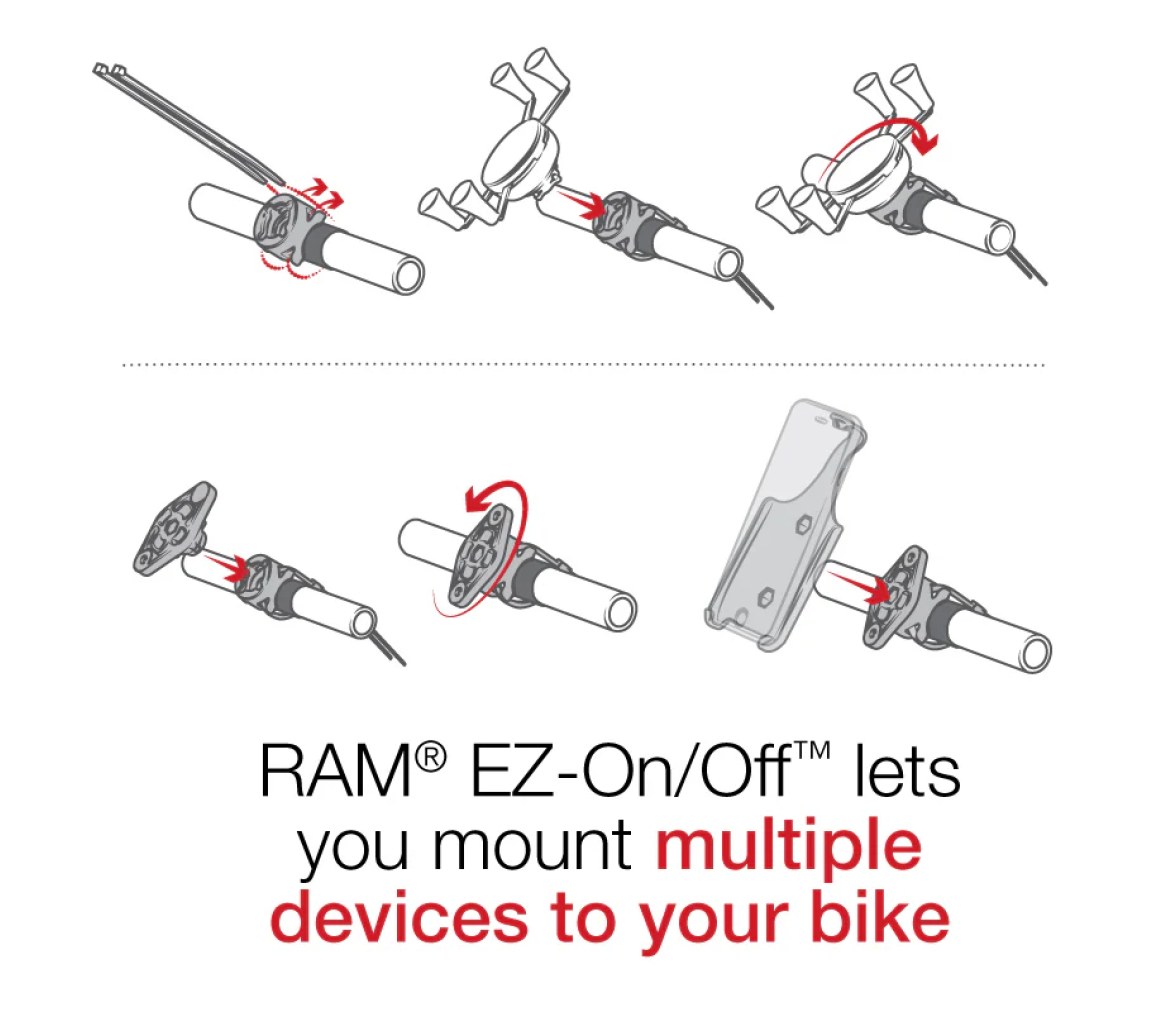 Soporte para bicicleta RAM EZ-On/Off para Garmin Approach G5, Oregon 200 + más