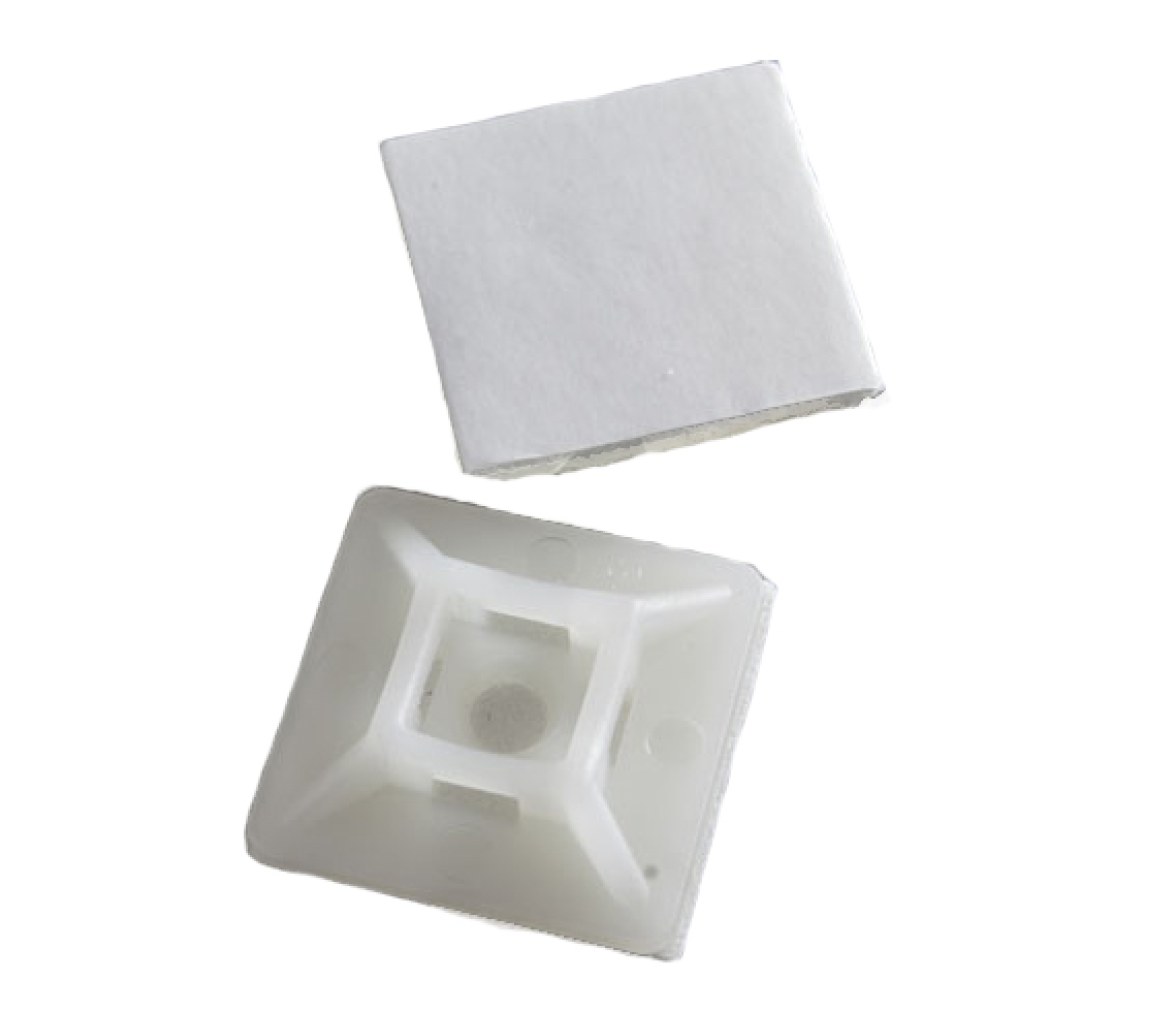 Soportes para Bridas Nylon Blanco con Adhesivo (100 unidades)