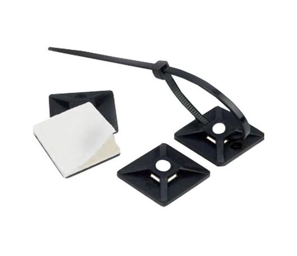 Soporte para Bridas Nylon Negro con Adhesivo (100 unidades)