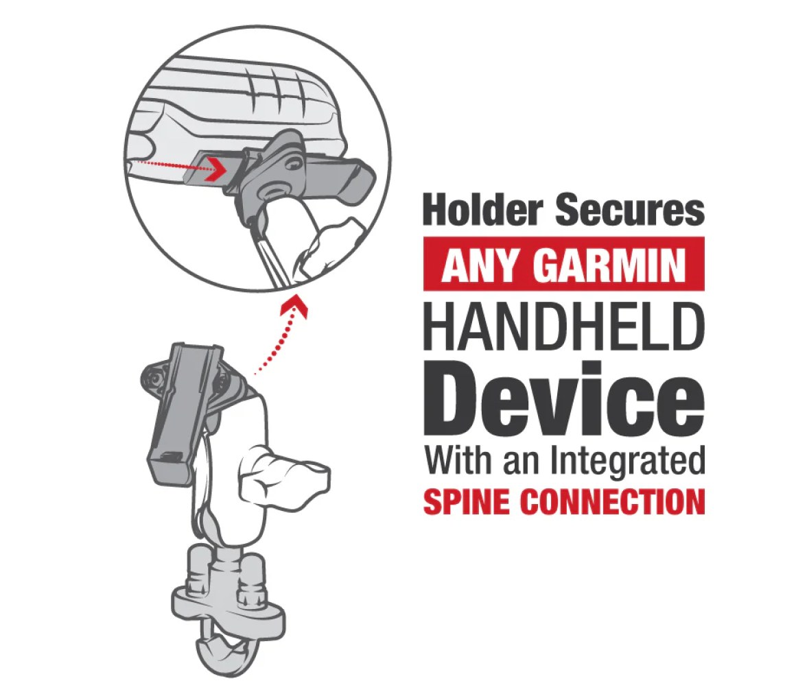 Soporte para Garmin con pinza de espina y base de manillar tipo U