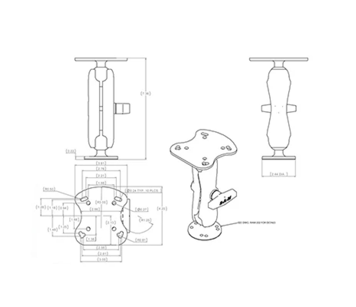 Soporte para localizador de peces RAM para dispositivos Humminbird - Tamaño Medi