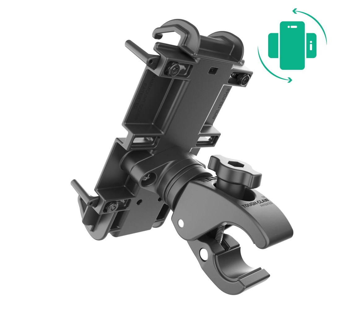 Soporte para teléfono RAM Quick-Grip XL con Tough-Claw de bajo perfil y rotación