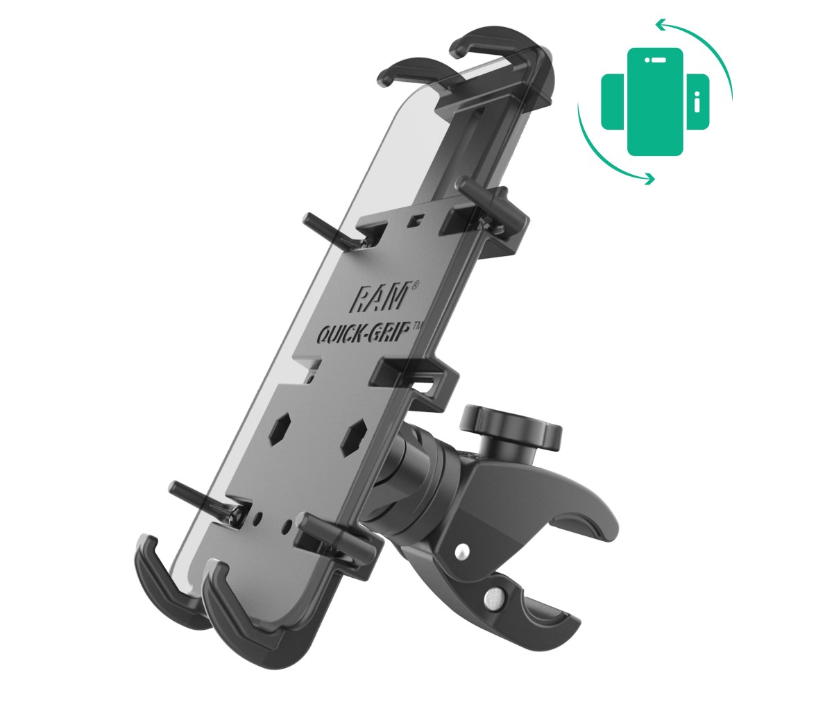 Soporte para teléfono RAM Quick-Grip XL con Tough-Claw de bajo perfil y rotación