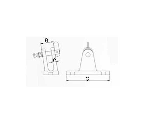 Soporte para Toldo Bimini Inclinado Inox 316 con Pasador Vinox