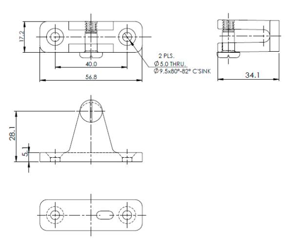 Soporte para Toldo Bimini Recto con Tornillo Inox 316 Vinox