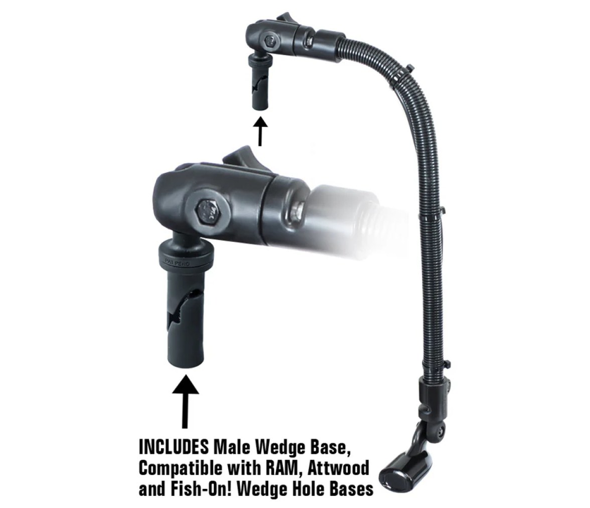 Soporte para transductor con varilla de 18" y cuña para RAM, Attwood y Fish-On!