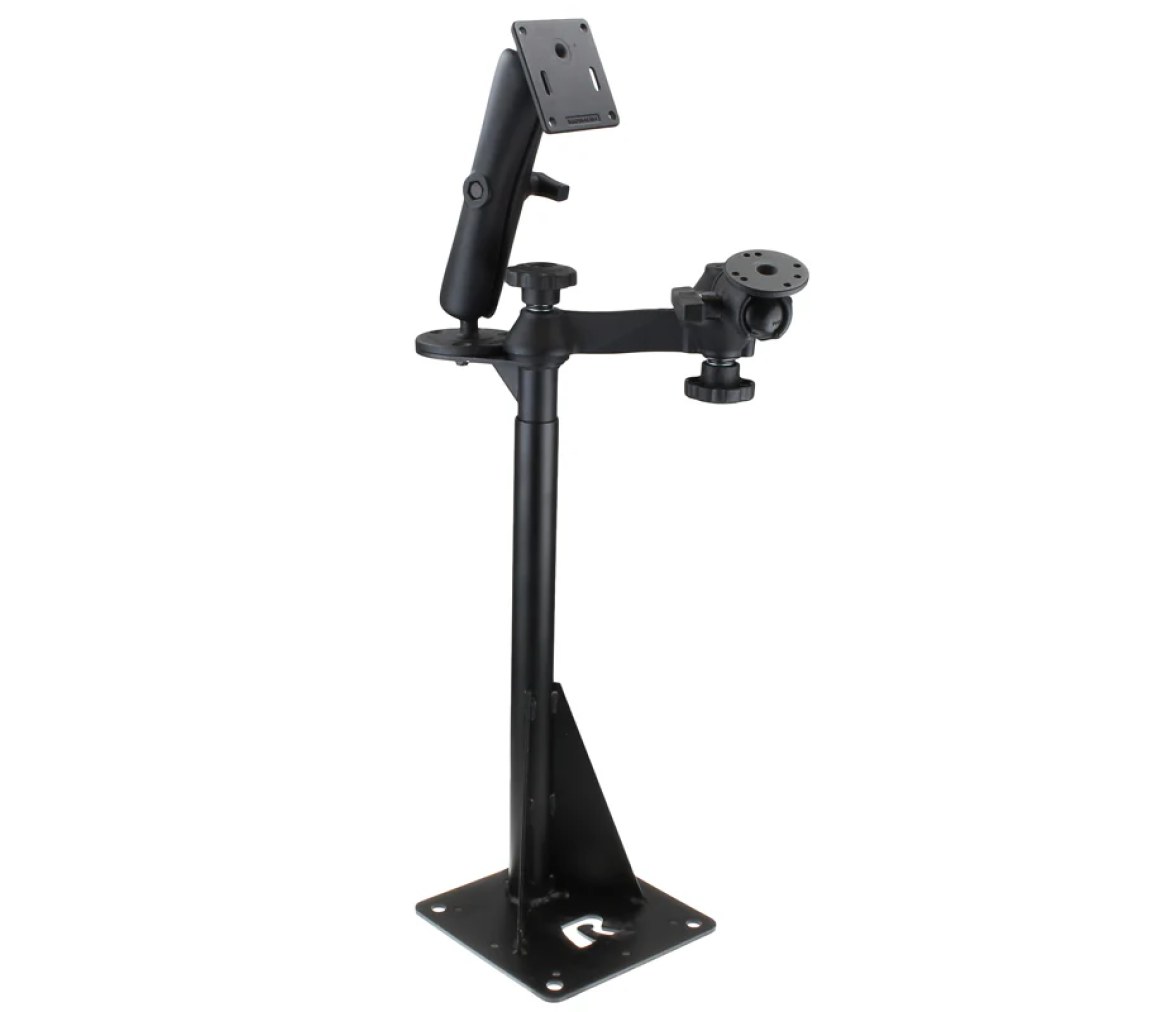 Soporte universal de atornillar con brazos oscilantes y soportes de bola dobles