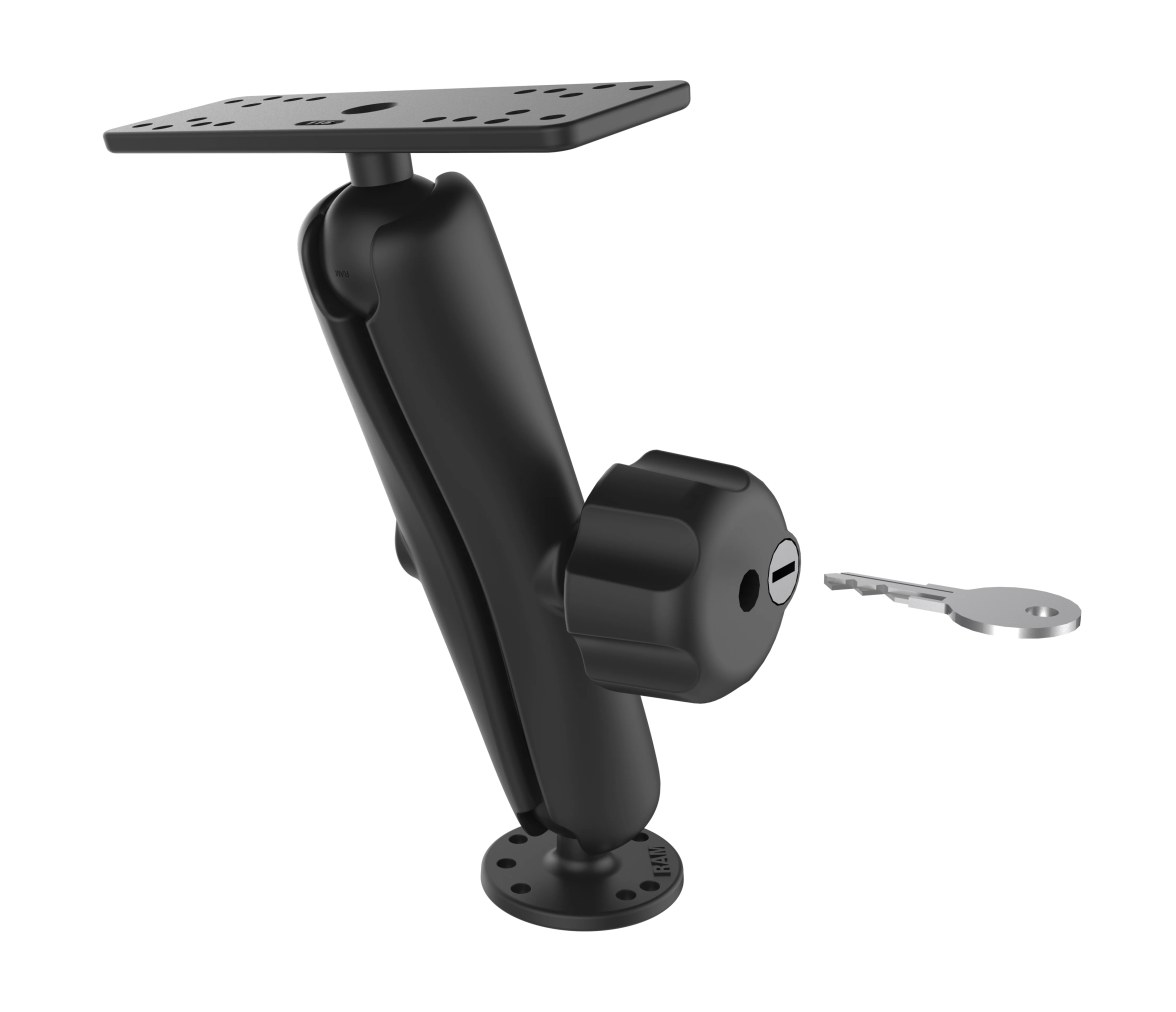 Soporte universal para electrónica marina con pomo de bloqueo de llave