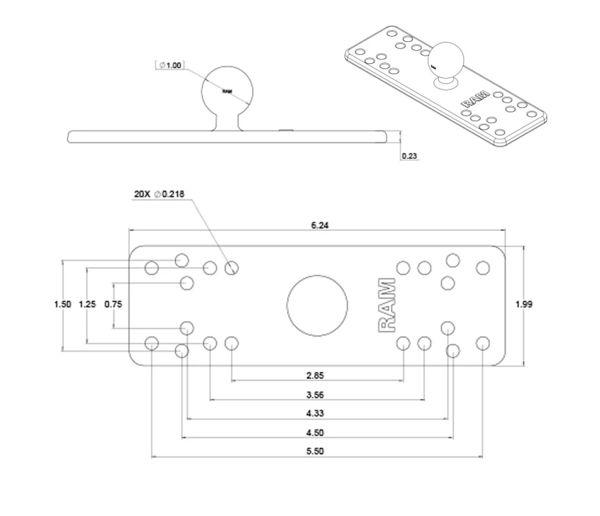 Soporte Universal para Electrónica Marina RAM - Tamaño B Mediano