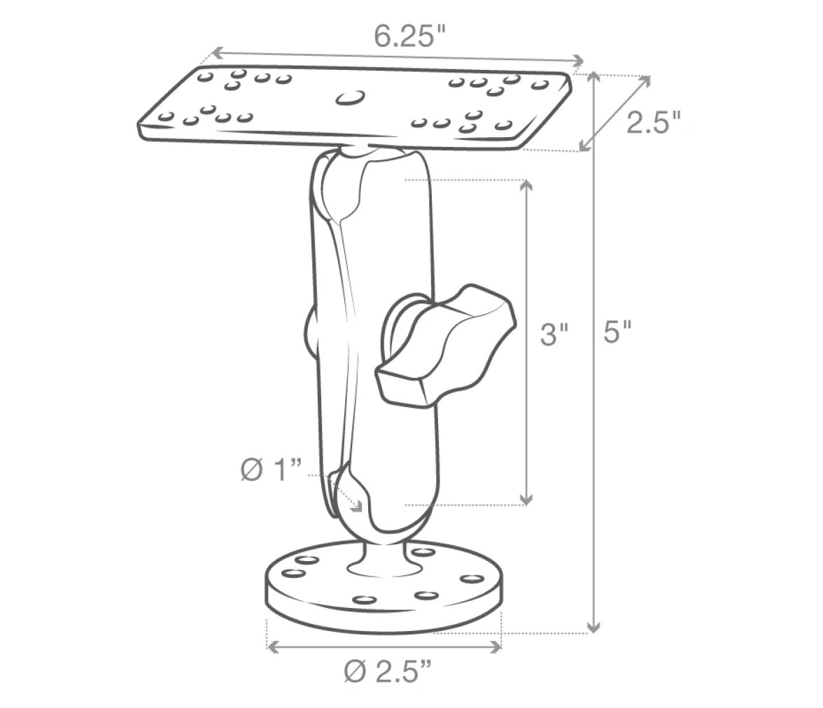 Soporte Universal para Electrónica Marina RAM - Tamaño B Mediano