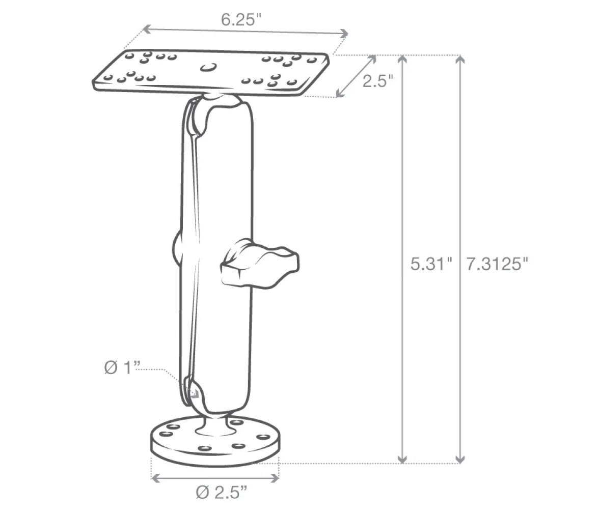 Soporte Universal para Electrónica Marina RAM - Tamaño B Largo