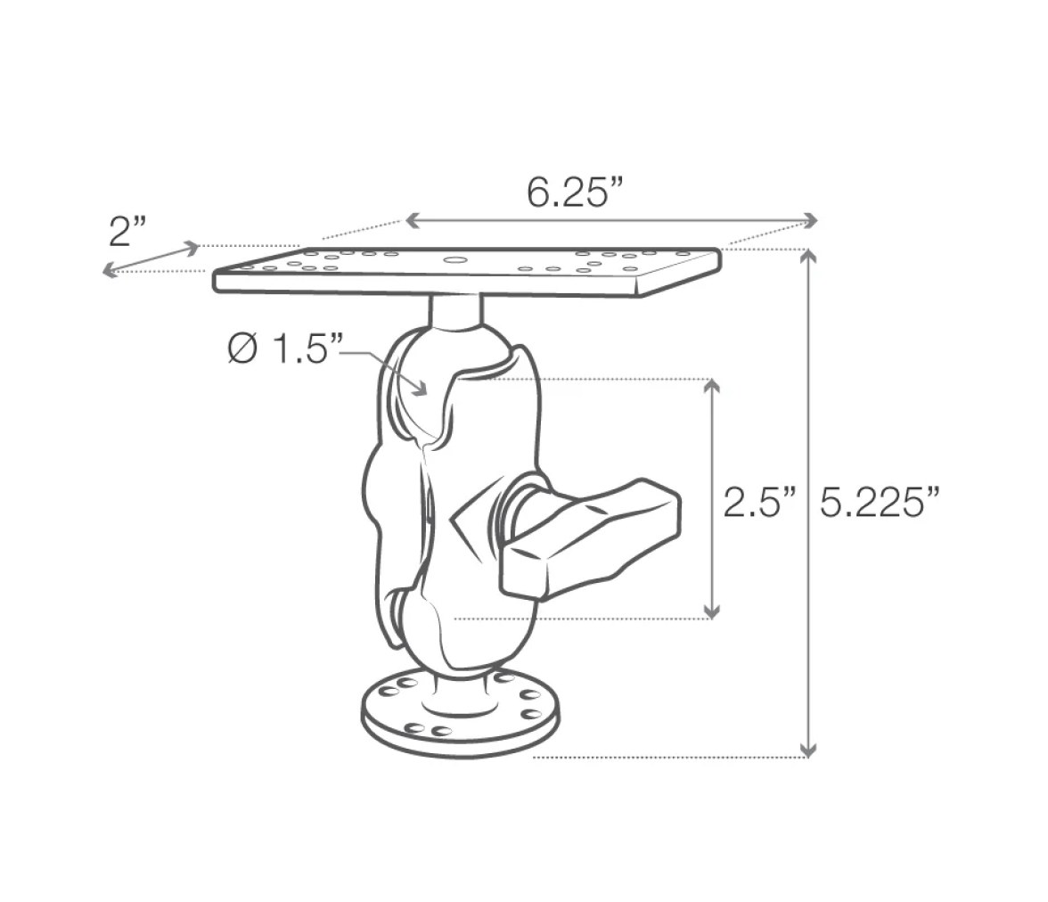 Soporte Universal para Electrónica Marina RAM - Tamaño C Corto