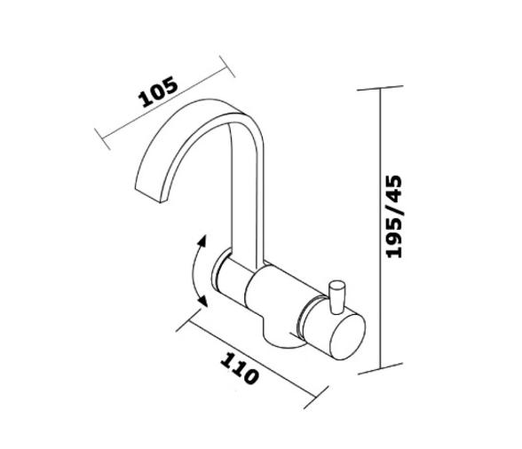 Style Negro Mezclador Plegable de Agua Fría/Caliente