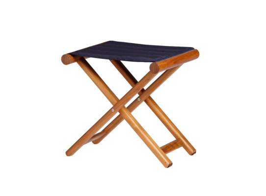 Taburete de Teca Plegable + Tejido Waterproof  Azul Marino - Marine Business