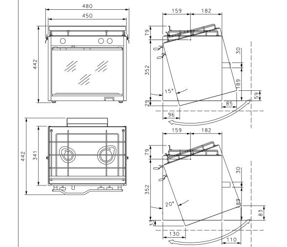 Techimpex Horno con Cocina 2 quemadores Classic Shiny