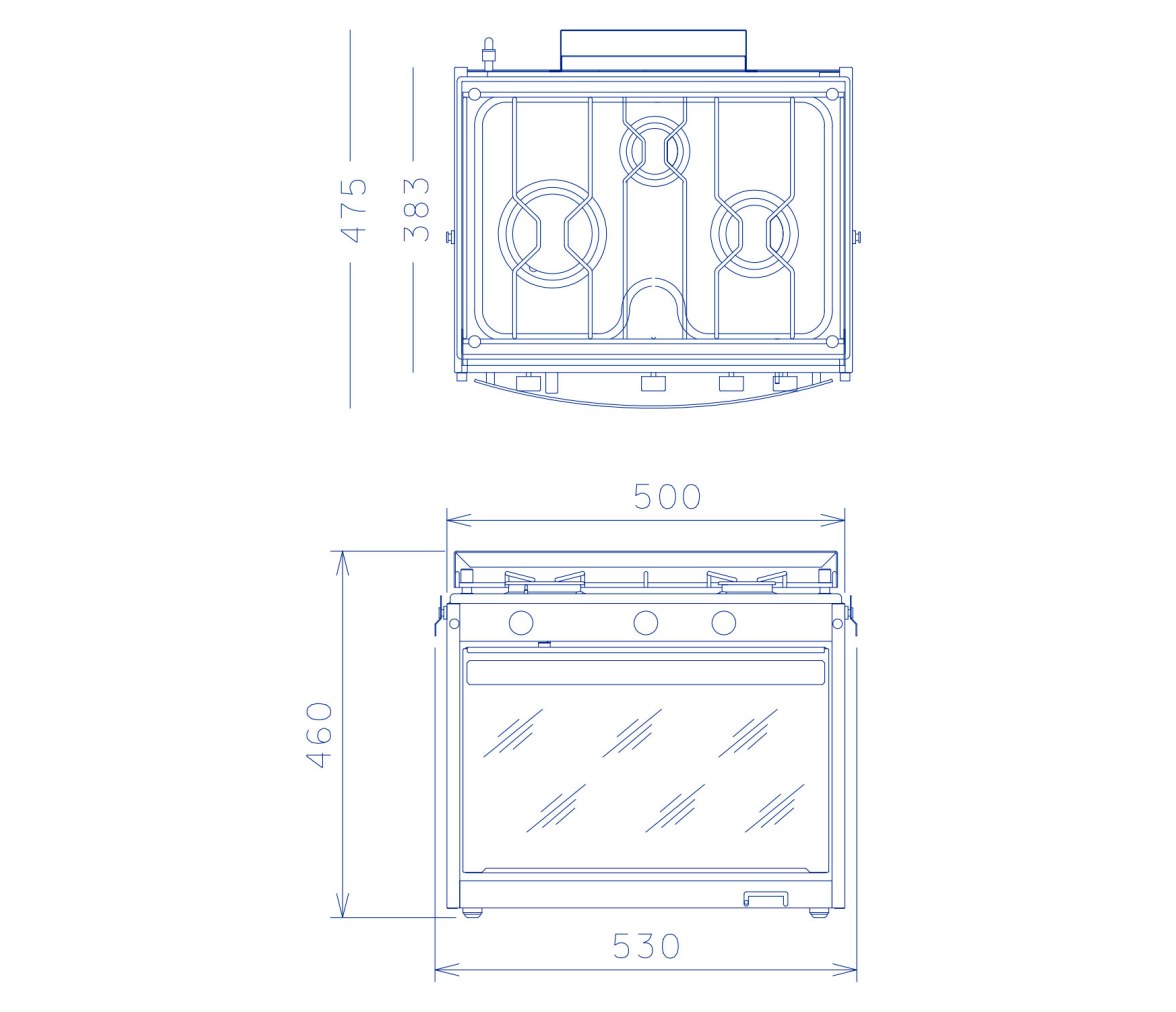 Techimpex Horno con Cocina Super Compact 3 quemadores Mariner 3