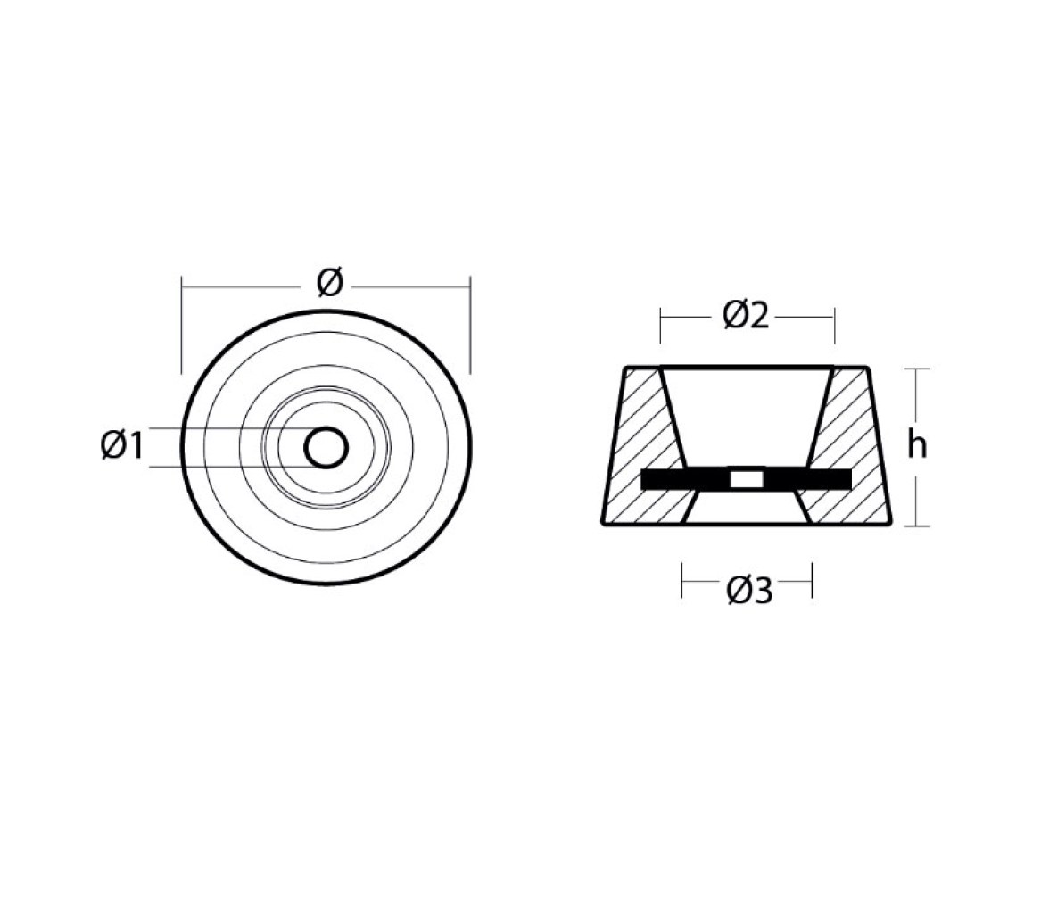 Tecnoseal Anodo de Aluminio con Agujero Circular para Atornillar