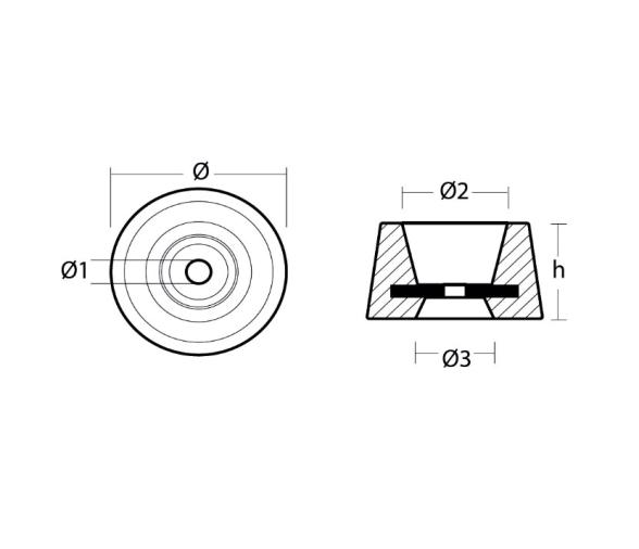 Tecnoseal Anodo de Aluminio con Agujero Circular para Atornillar