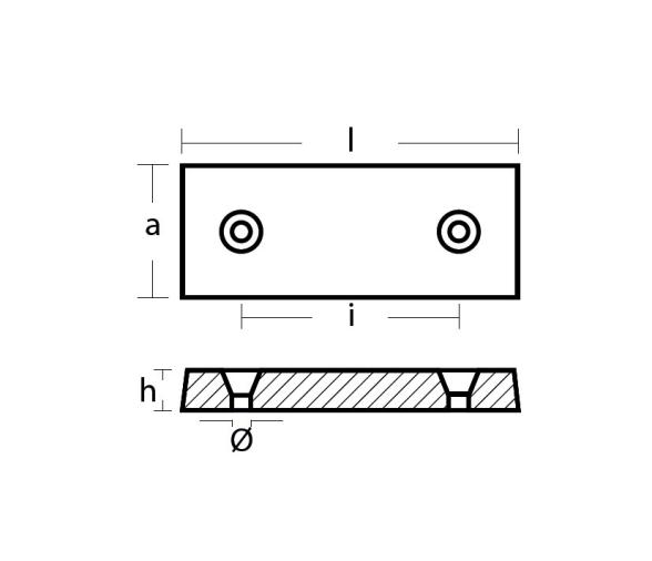 Tecnoseal Ánodo de Aluminio Placa Rectangular