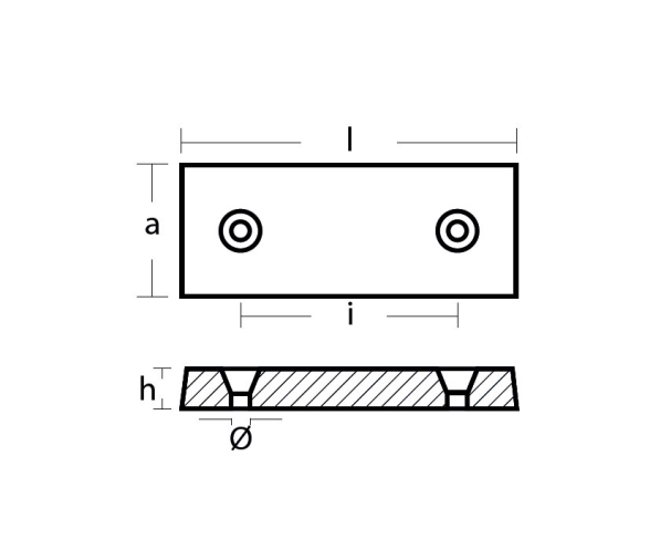 Tecnoseal Ánodo de Aluminio Placa Rectangular
