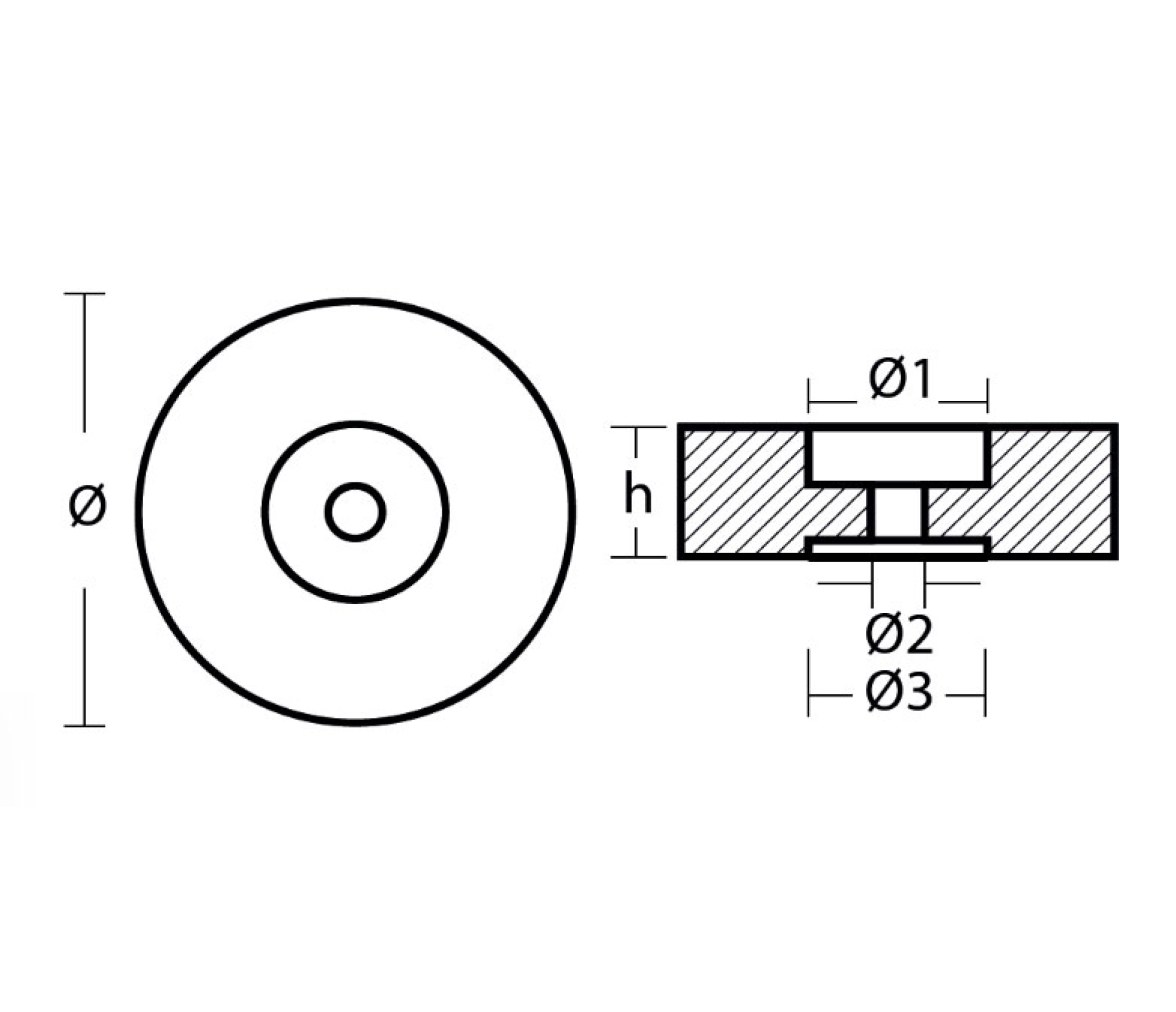 Tecnoseal Ánodo de Disco de Zinc para Popa