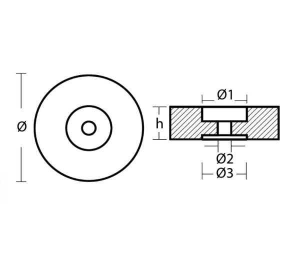 Tecnoseal Ánodo de Disco de Zinc para Popa