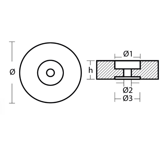 Tecnoseal Ánodo de Disco de Zinc para Popa