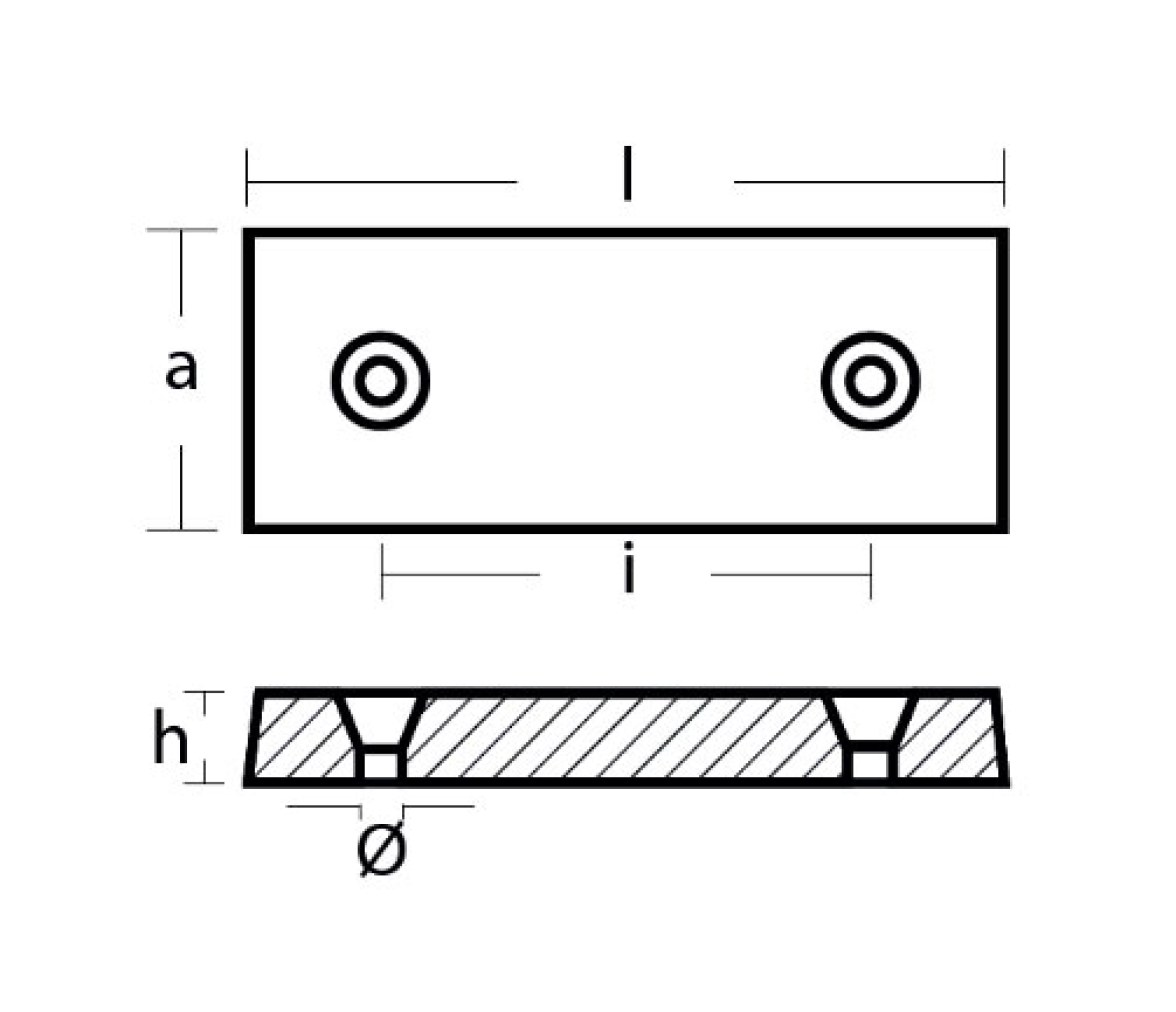 Tecnoseal Ánodo de Zinc Placa Rectangular