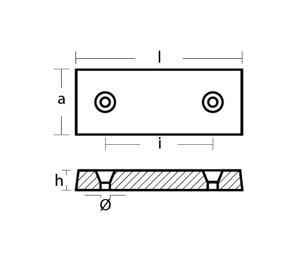 Tecnoseal Ánodo de Zinc Placa Rectangular