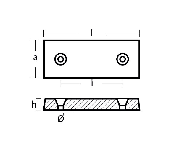 Tecnoseal Ánodo de Zinc Placa Rectangular