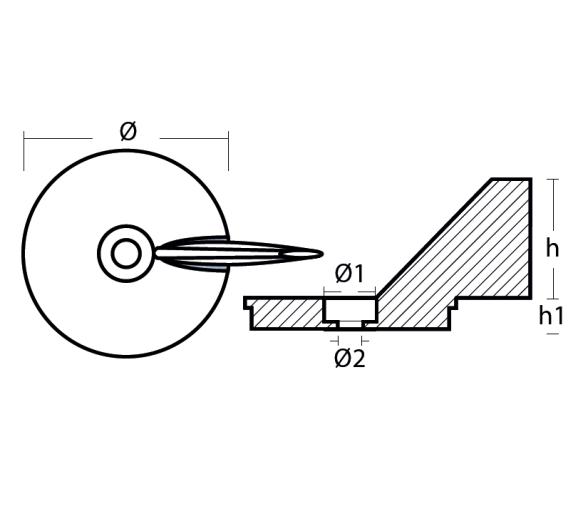 Tecnoseal Ánodo para Trim Estándar Mercury 50-75 CV
