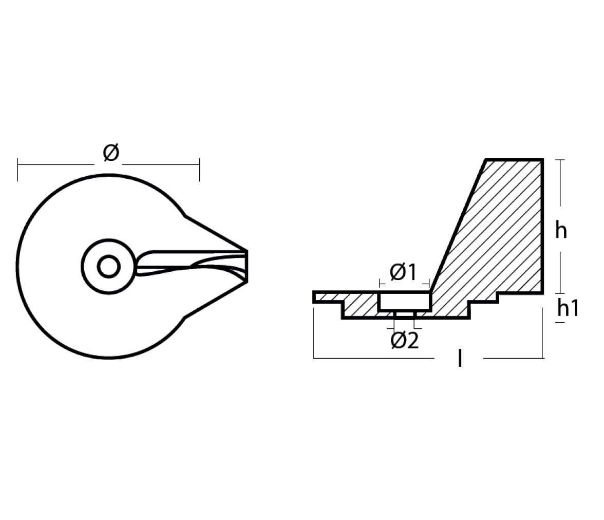 Tecnoseal Ánodo de Aleta para Tim Mercury 25-50CV